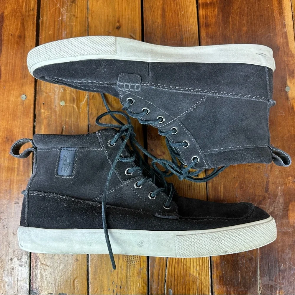 Polo Ralph Lauren PRL Tavis Black Suede High Top Sneakers 10.5D - Picture 7 of 10